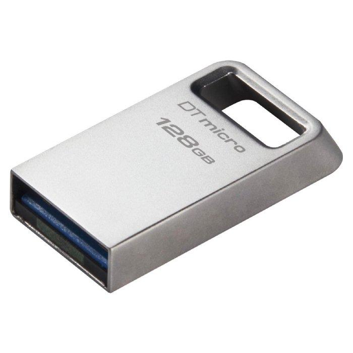 KINGSTON DataTraveler Micro Metal USB, 128GB, 200MB/s, USB 3.2 Gen 1, DTMC3G2/128GB – Silver