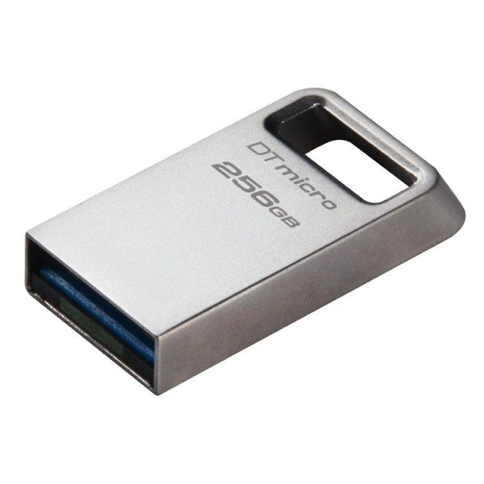 KINGSTON DataTraveler Micro Metal USB, 256GB, 200MB/s, USB 3.2 Gen 1, DTMC3G2/256GB – Silver