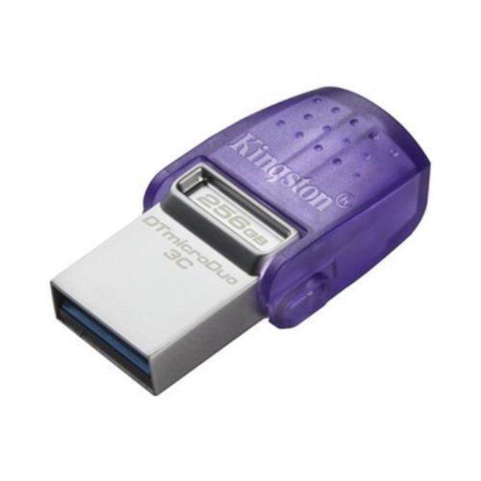 KINGSTON Data Traveler microDuo 3C USB Flash Drive, 256GB, 200MB/s, USB-A | USB-C, DTDUO3CG3/256GB – Purple