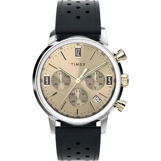 Buy Timex marlin men’s watch, 40mm, leather strap, chrono, tw2w10000 – black in Kuwait
