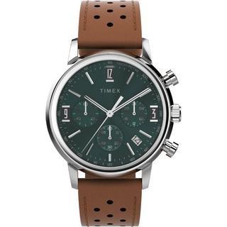 Buy Timex marlin men’s watch, 40mm, leather strap, chrono, tw2w10100 – brown in Kuwait
