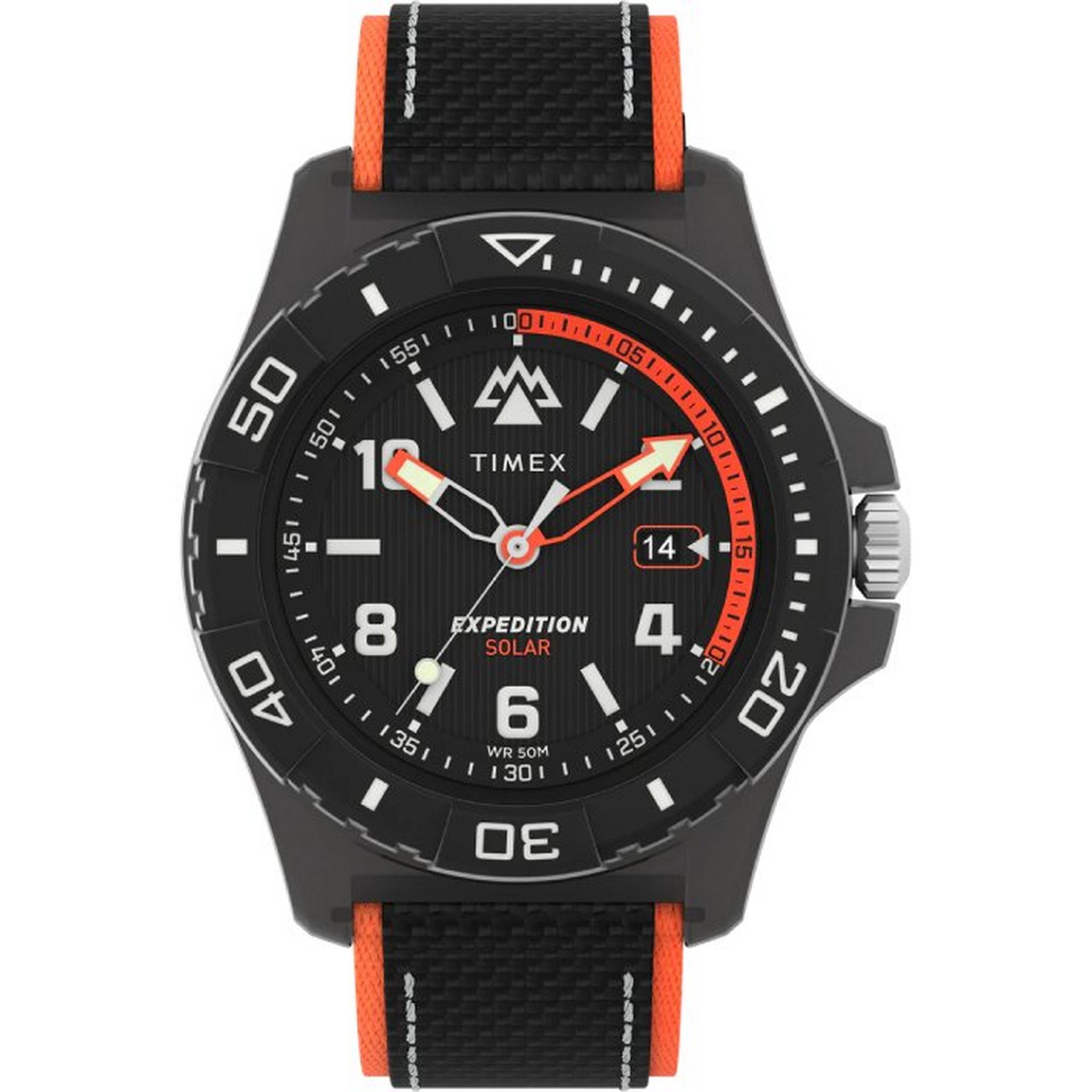 Timex Expedition Men’s Watch, 46mm, Tide Ocean Material Strap, Analog, TW2V66100 – Black