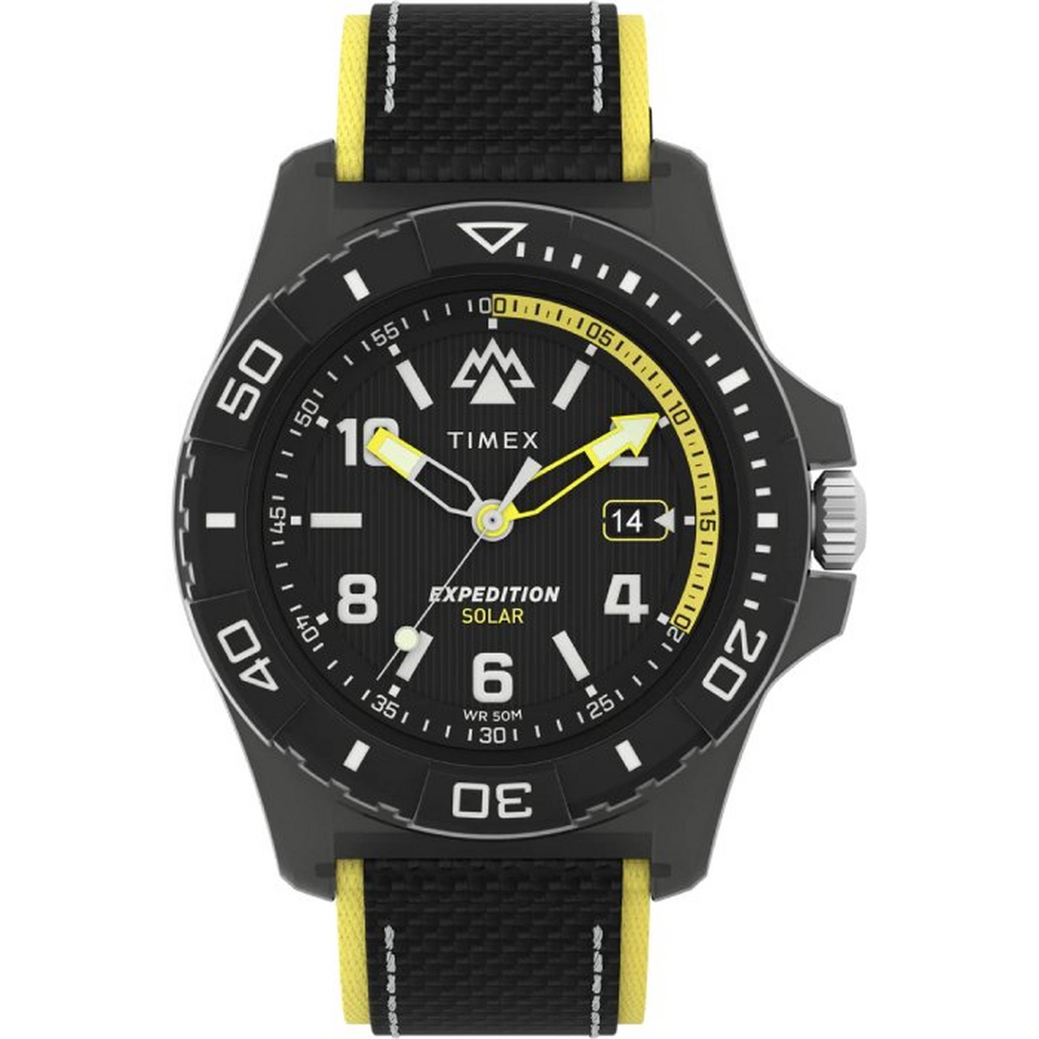Timex Expedition Men’s Watch, 46mm, Tide Ocean Material Strap, Analog, TW2V66200 – Black