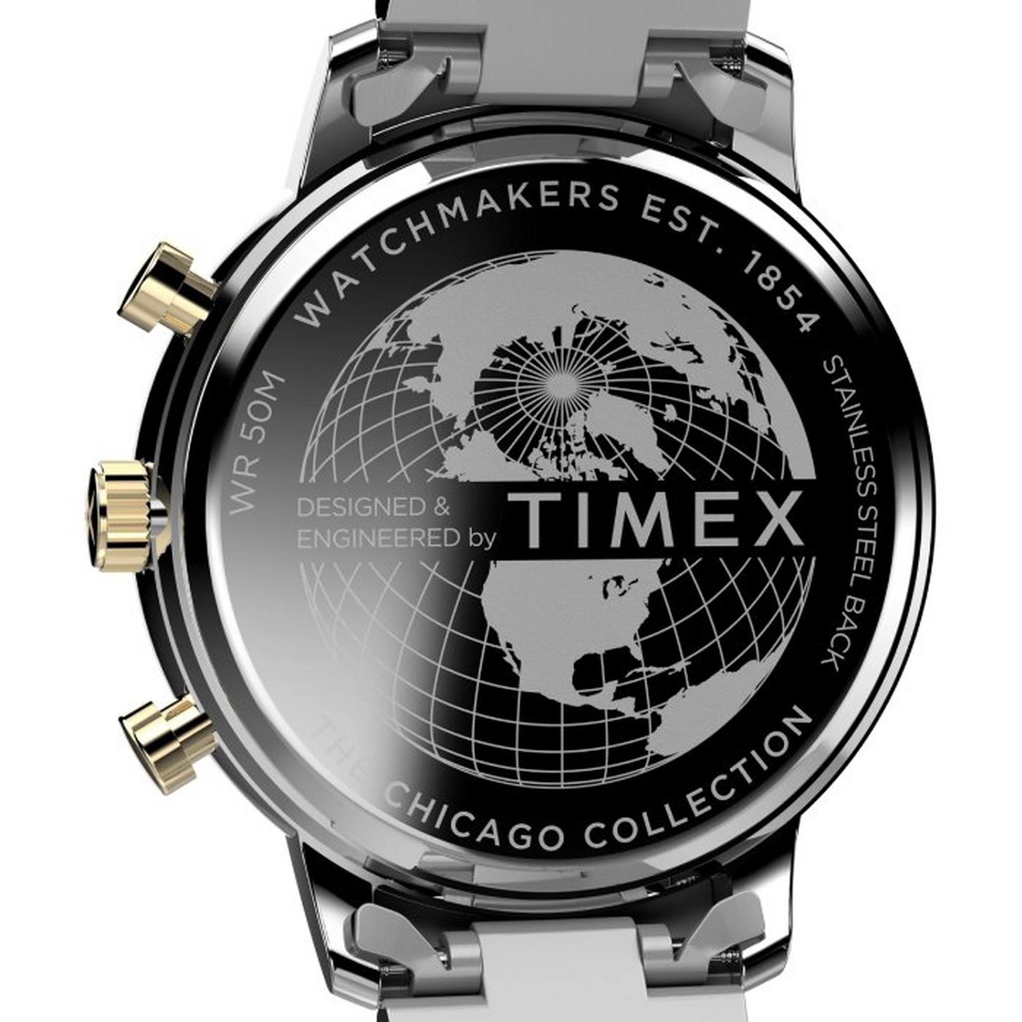 Timex Chicago Men’s Watch, 45mm, Stainless Steel Strap, Analog, TW2W13300 – Silver/Gold