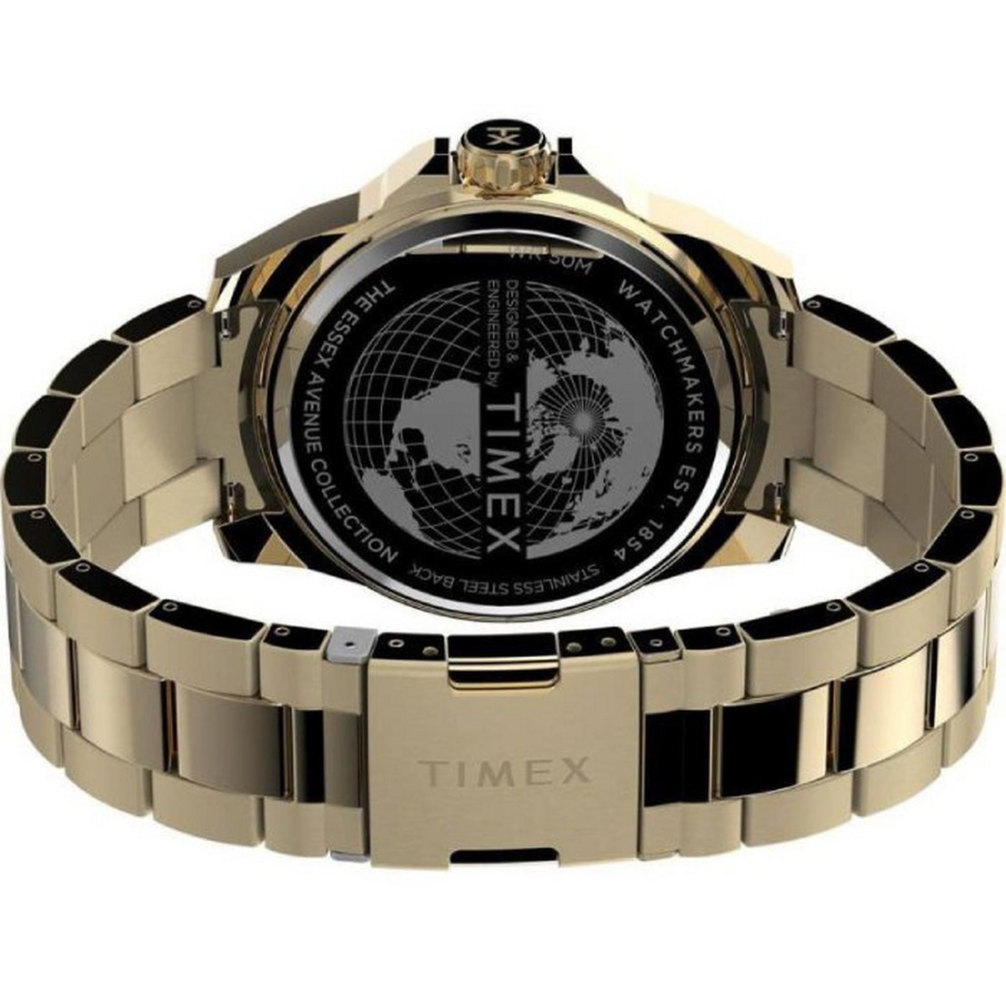 Timex Essex Men’s Watch, 46mm, Stainless Steel Strap, Analog, TW2W13800 – Gold