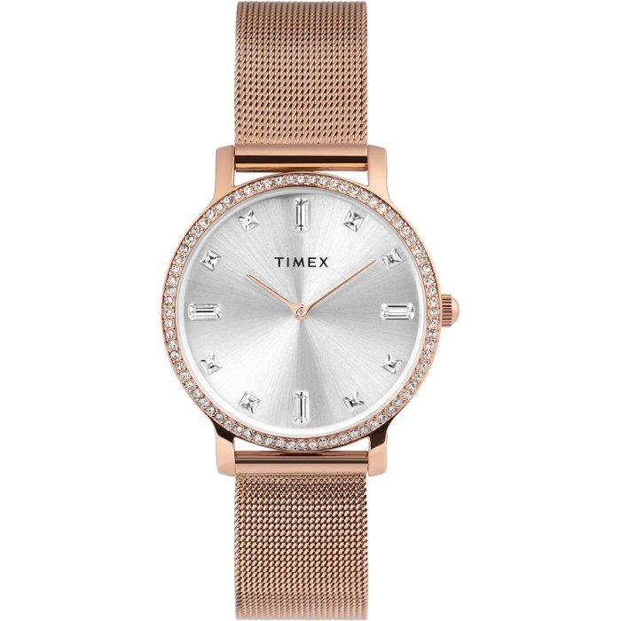 Timex Transcend Women’s Watch, 34mm, Stainless Steel Strap, Analog, TW2W19200 – Rose Gold