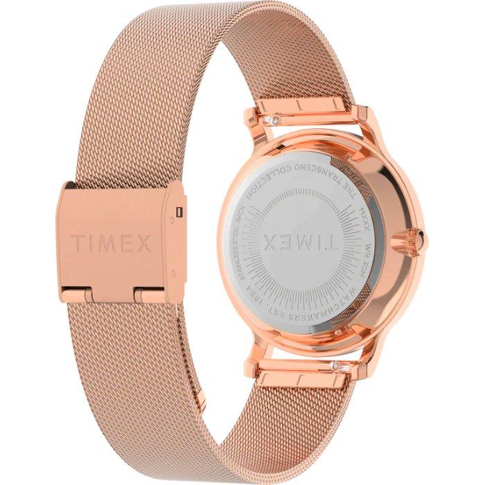 Timex Transcend Women’s Watch, 34mm, Stainless Steel Strap, Analog, TW2W19200 – Rose Gold