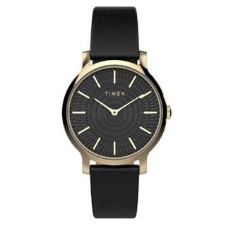 Buy Timex transcend watch for women, analog, 34mm, leather strap, tw2v92600vm – black in Kuwait