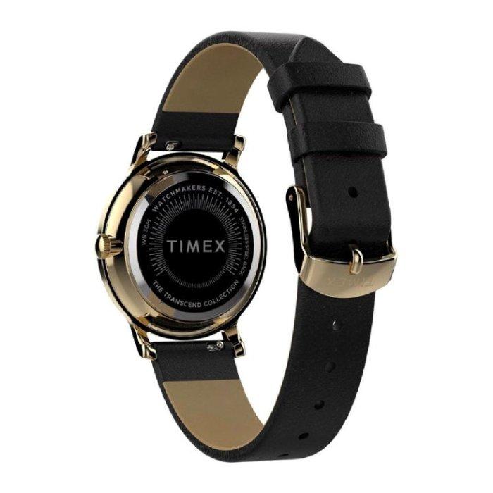 Timex Transcend Watch for Women, Analog, 34mm, Leather Strap, TW2V92600VM – Black