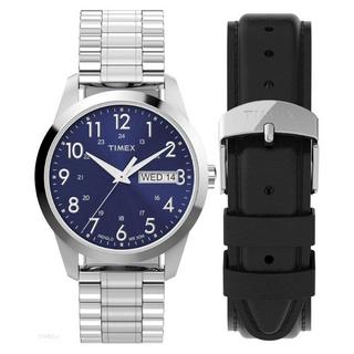 Buy Timex main street sport watch gift set for men, analog, 36mm, stainless steel strap + e... in Kuwait