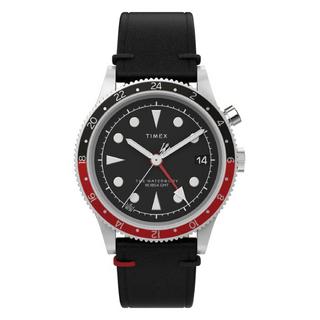 Buy Timex waterbury traditional gmt watch for men, analog, 39mm, leather strap, tw2w22800vm... in Kuwait