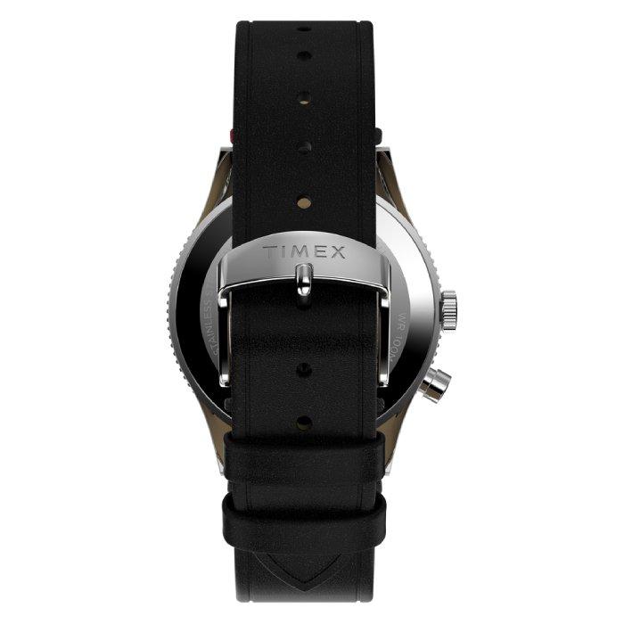 Timex Waterbury Traditional GMT Watch for Men, Analog, 39mm, Leather Strap, TW2W22800VM – Black