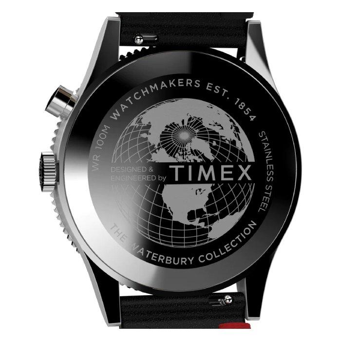 Timex Waterbury Traditional GMT Watch for Men, Analog, 39mm, Leather Strap, TW2W22800VM – Black