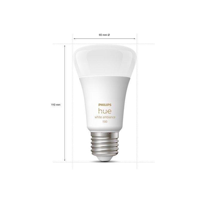 Philips Hue White Ambiance A60 E27 Smart Bulb, 11-Watt, 1100 Lumen, 929002468401 – White