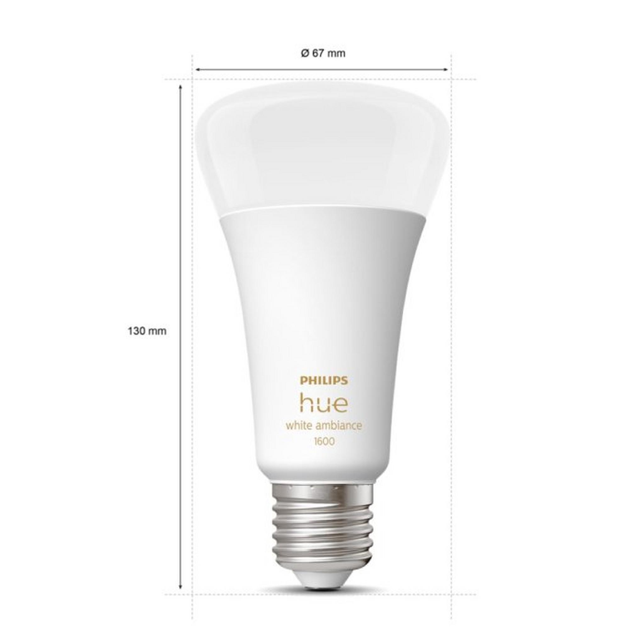Philips Hue White Ambiance A67 E27 Smart Bulb, 13-Watt, 1600 Lumen, 929002471901 – White