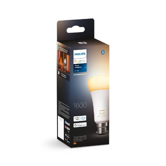 Philips Hue White Ambiance A67 E27 Smart Bulb, 13-Watt, 1600 Lumen, 929002471901 – White