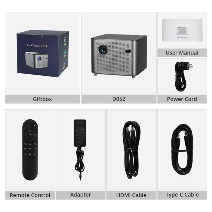 EQ D052 DLP 1080p 2K Home Projector – Grey