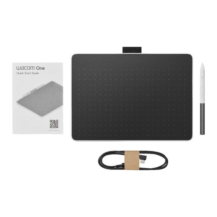 Wacom One Medium Graphics Tablet, Wacom One Pen, Bluetooth 5.1, CTC6110WLW1B – White