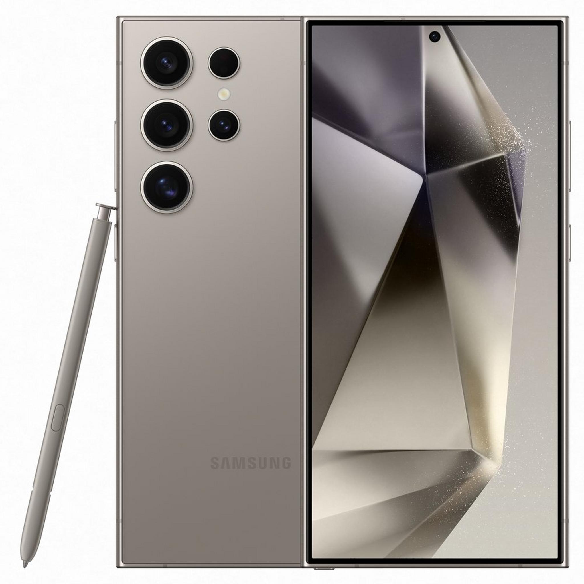 هاتف جالاكسي اس 24 الترا من سامسونج، شاشة 6.8 بوصة، رام 12جيجابايت، 512 جيجابايت، SM-S928BZTQMEA – رمادي تيتانيوم