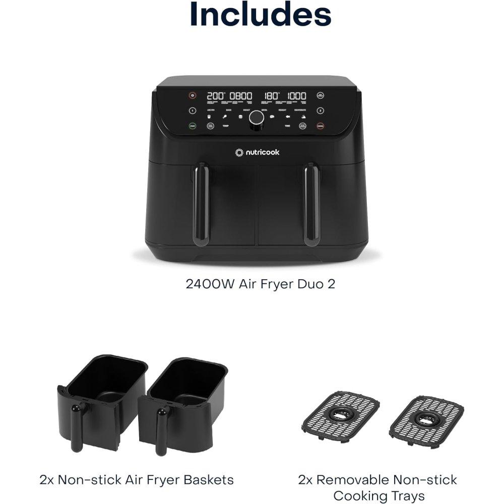 Nutricook Duo Air Fryer, 8.5L, 2400W, NC-AFD185 – Black