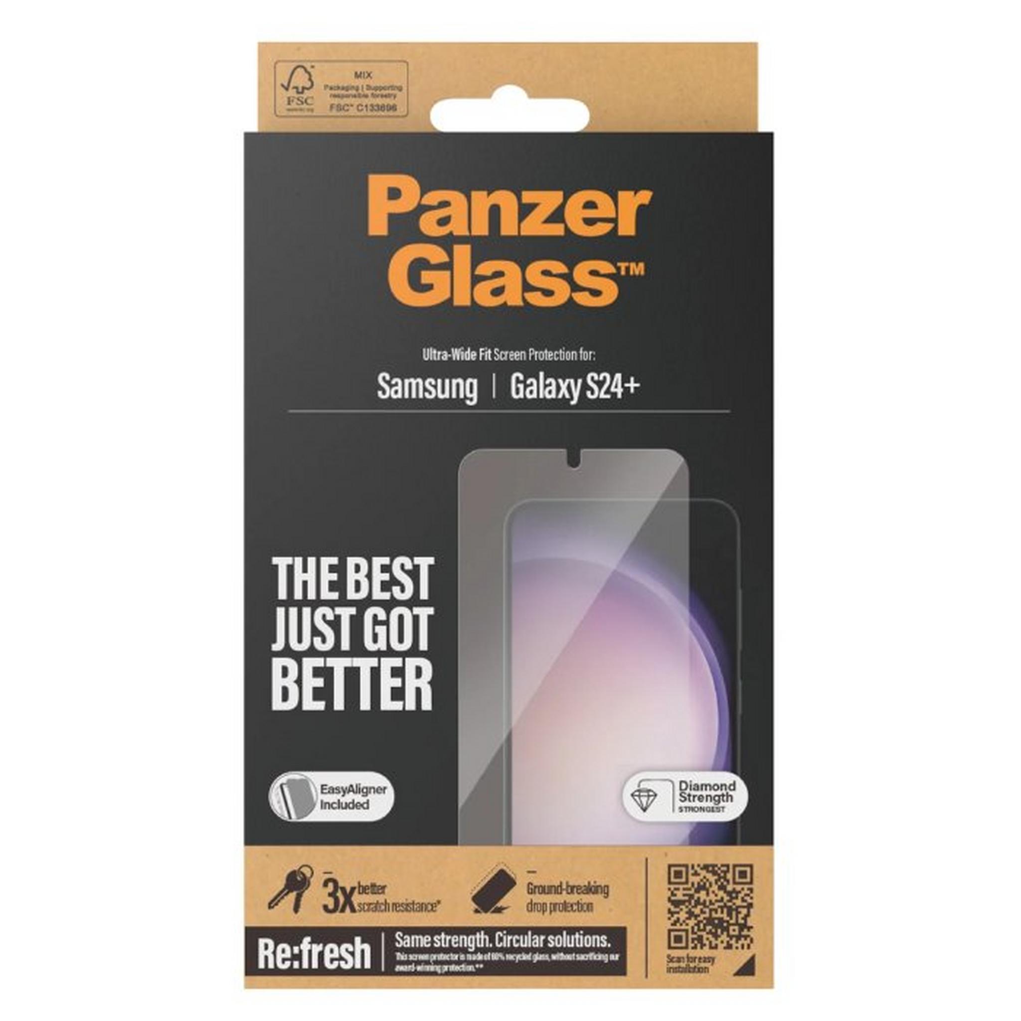PANZER Glass Screen Protector for Samsung Galaxy S24 Plus, Ultra-Wide Fit, 7351