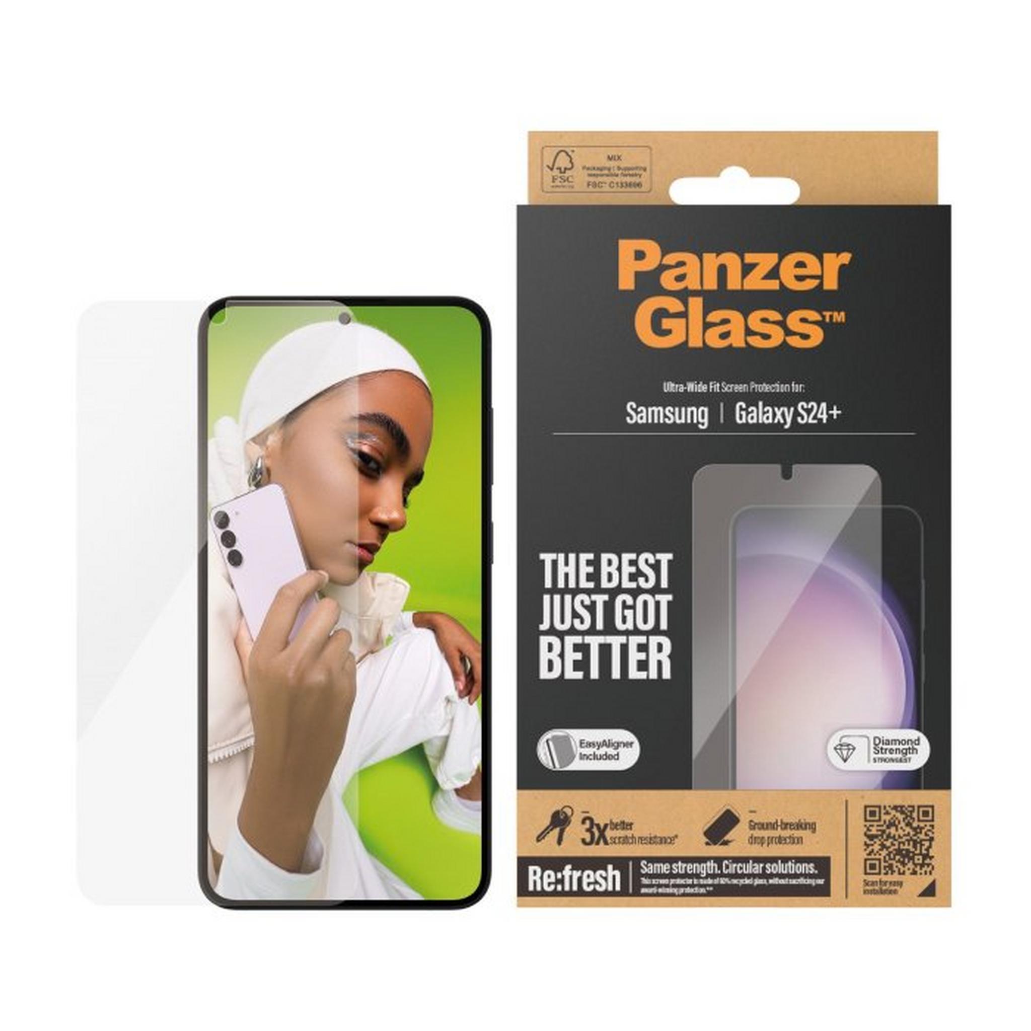 PANZER Glass Screen Protector for Samsung Galaxy S24 Plus, Ultra-Wide Fit, 7351