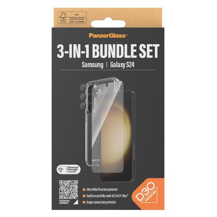 Buy Panzer protection glass bundle 3in1 for samsung galaxy s24, b1210+7350 in Kuwait