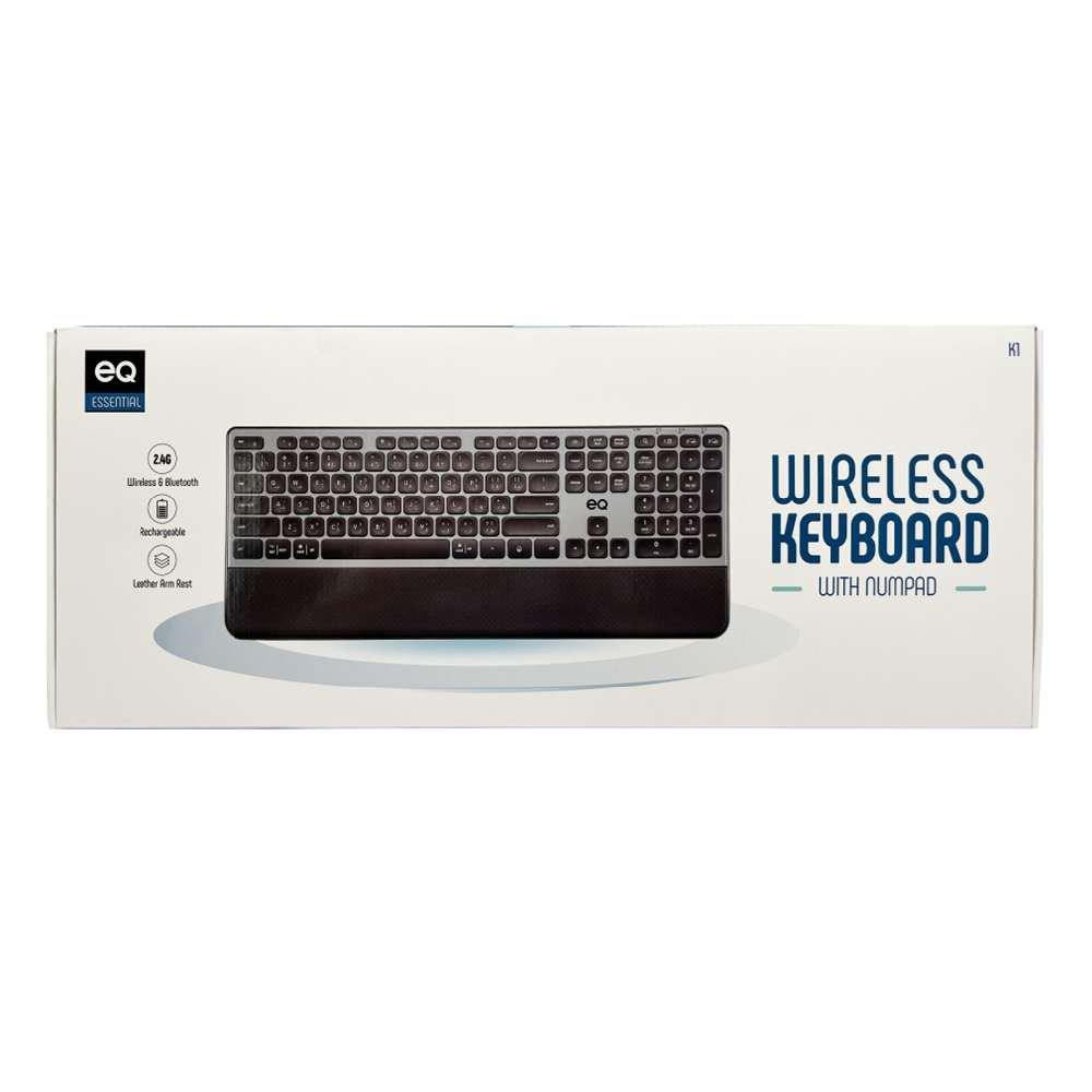 لوحة مفاتيح كيه 1 اللاسلكية قابلة للشحن من اي كيو - رمادي