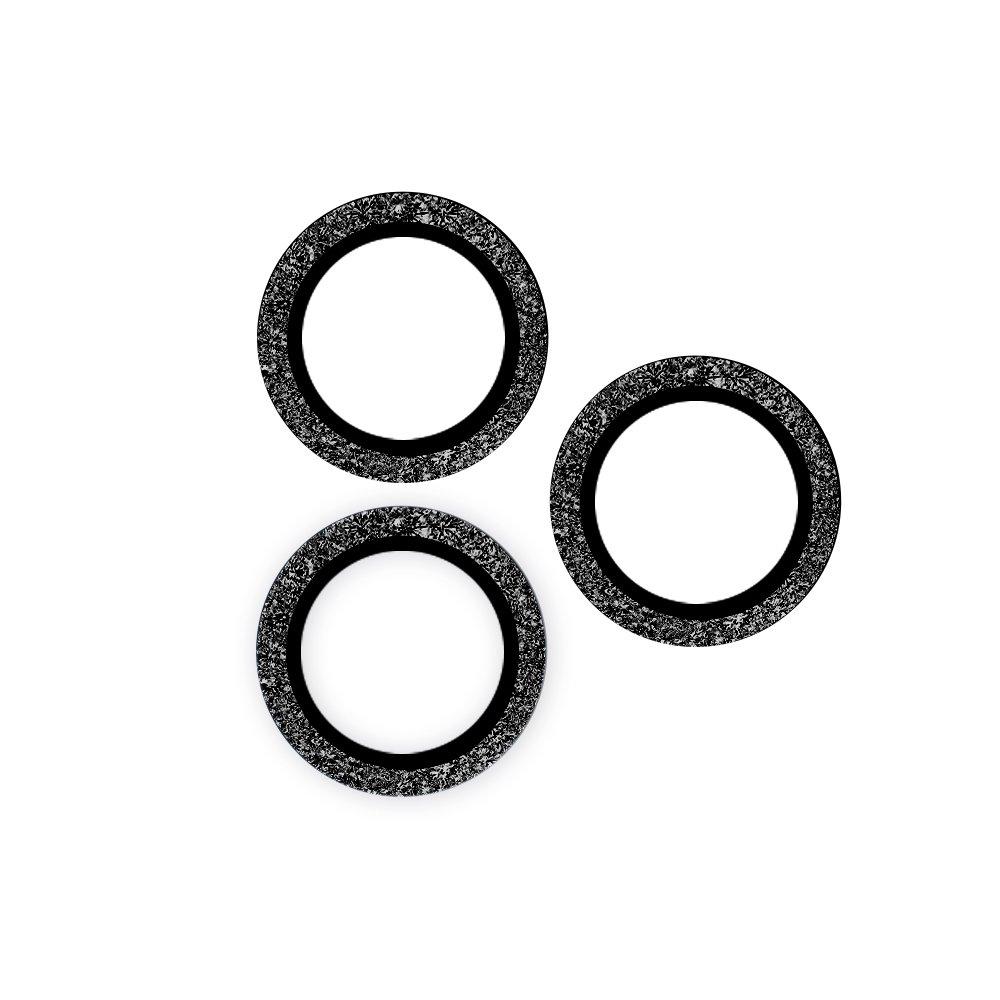 EQ Flash Diamond Camera Lens Protector 3 Pieces for iPhone 15 Pro & Pro Max, EQ-IPH FLSH 3S BK – Black 