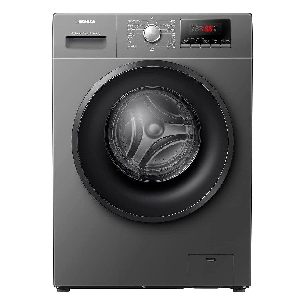 غسالة تحميل أمامي من هايسنس، سعة 8 كيلو غرام، WFQP8012T/S – تيتانيوم رمادي