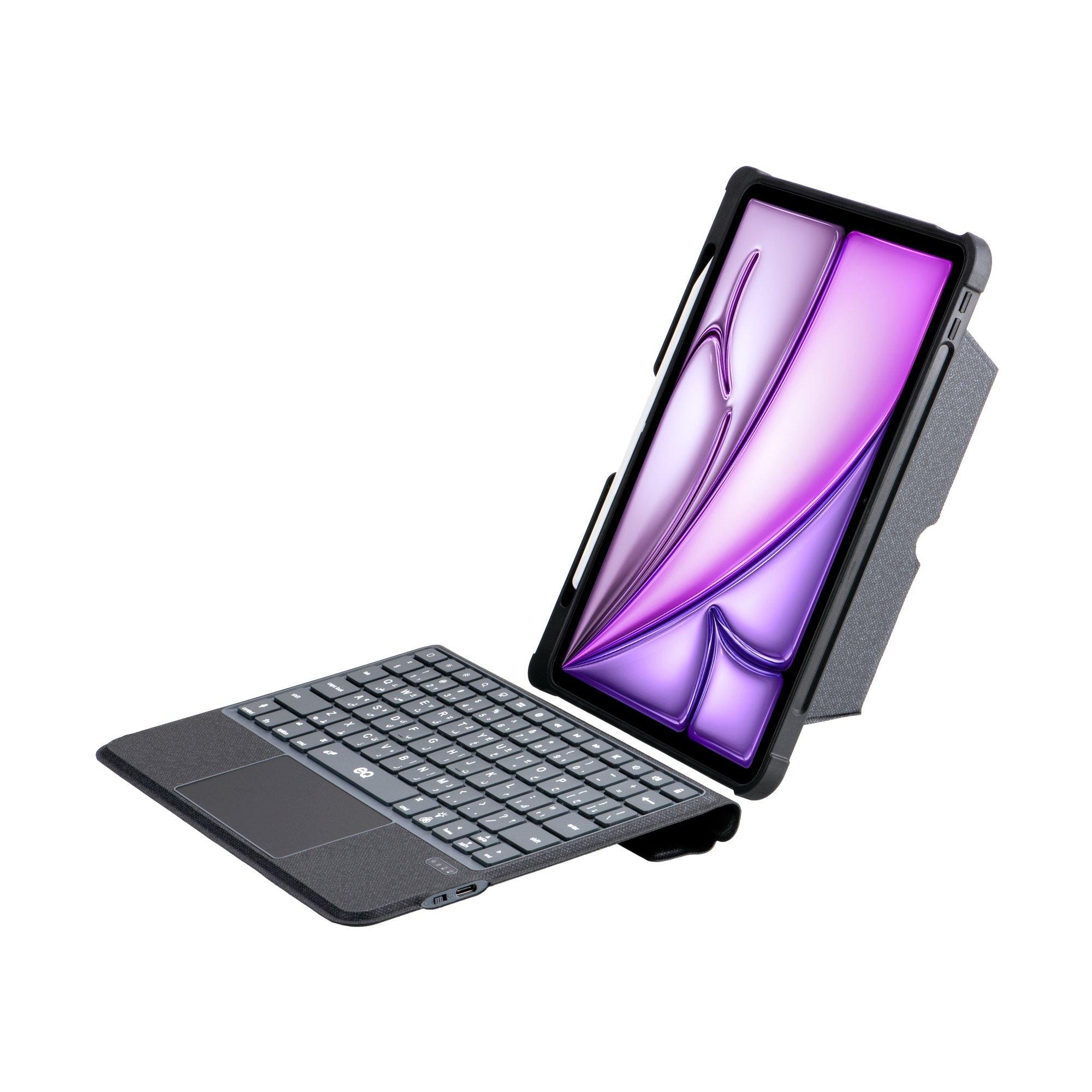 لوحة مفاتيح ذكية مع غطاء لجهاز ايباد اير مقاس 11 بوصة من إي كبو، EQ-T5107D - أسود
