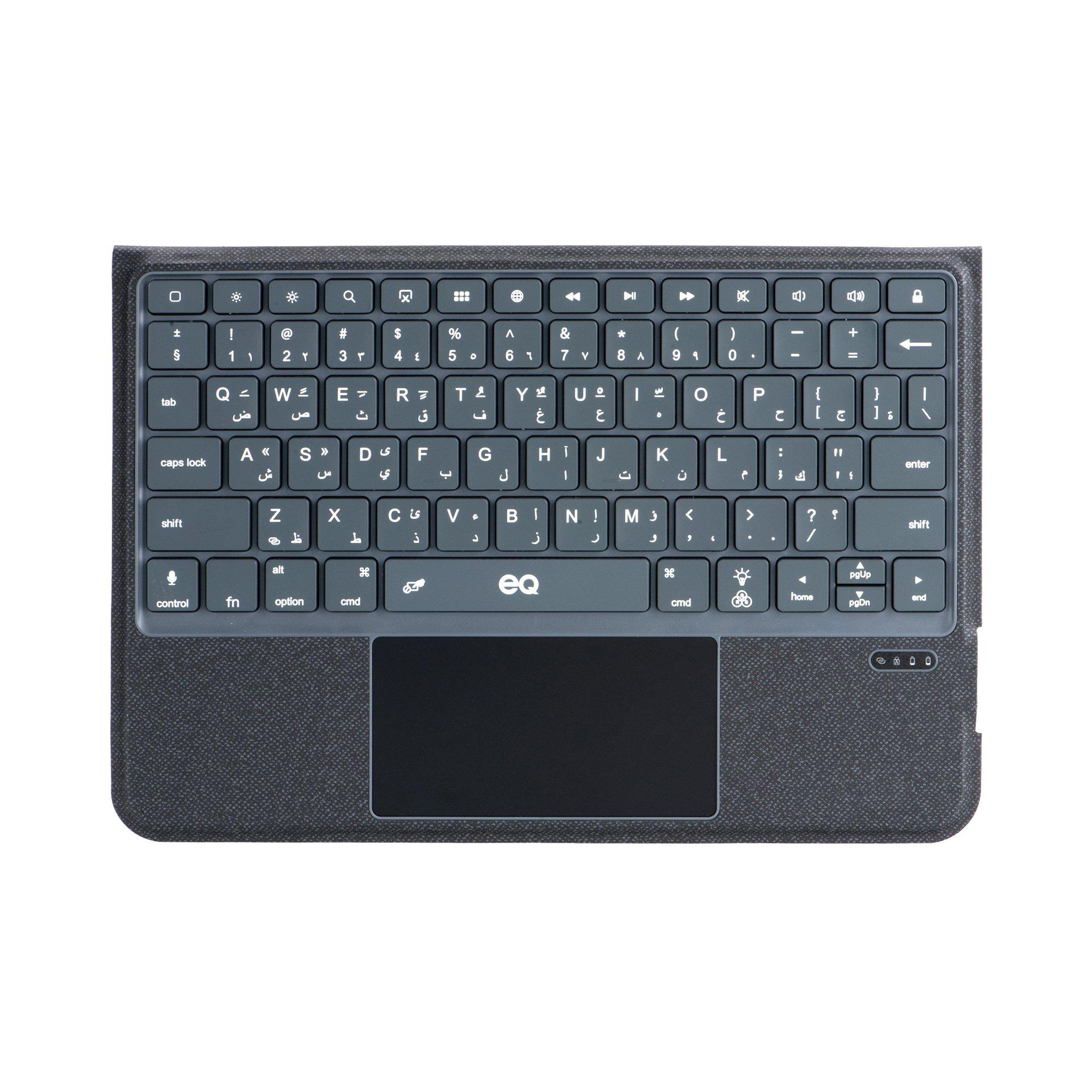 لوحة مفاتيح ذكية مع غطاء لجهاز ايباد اير مقاس 11 بوصة من إي كبو، EQ-T5107D - أسود