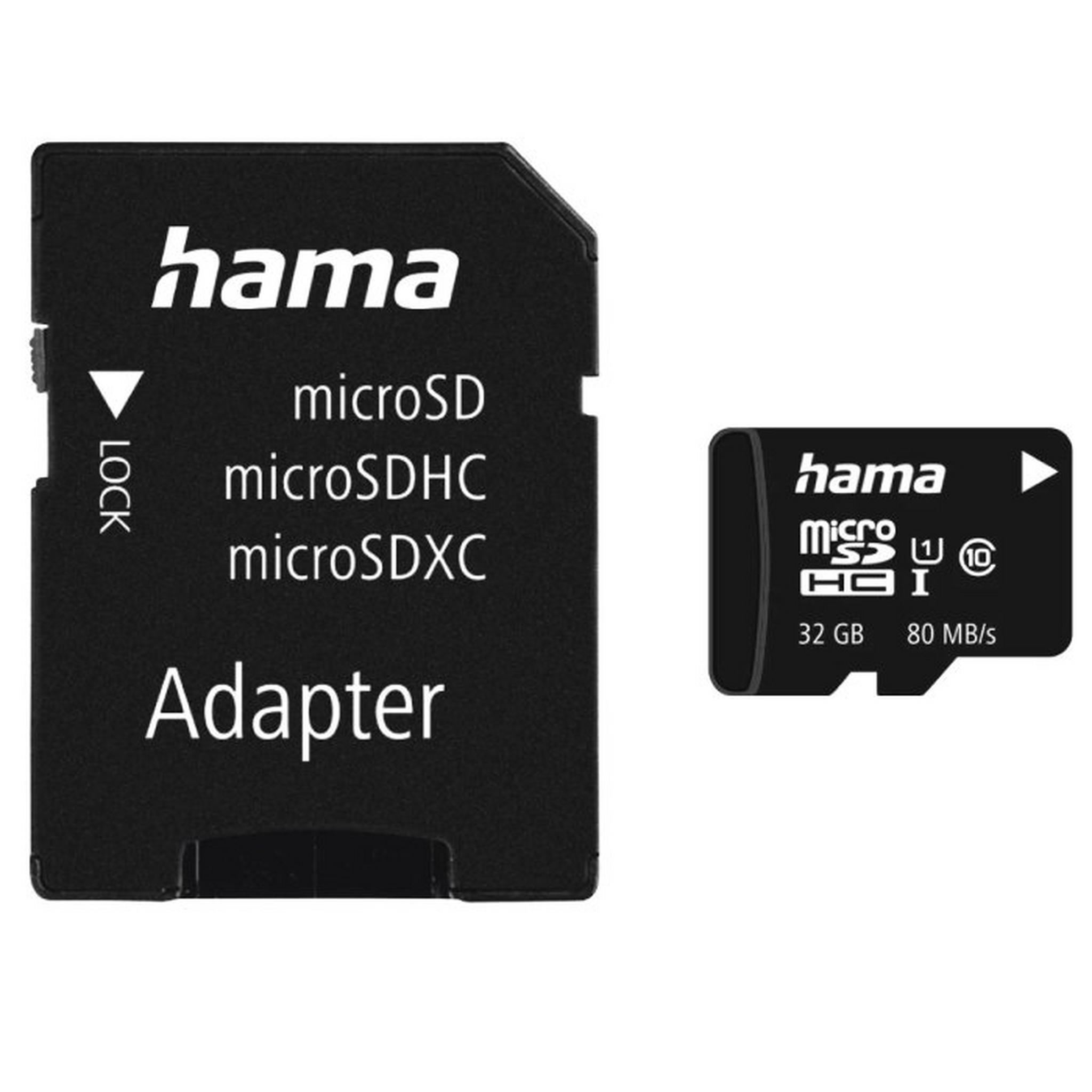 بطاقة ذاكرة هاما مايكروSDHC فئة 10 بتقنية Uhs-i بسرعة 80 ميجابايت، سعة 32 جيجابايت