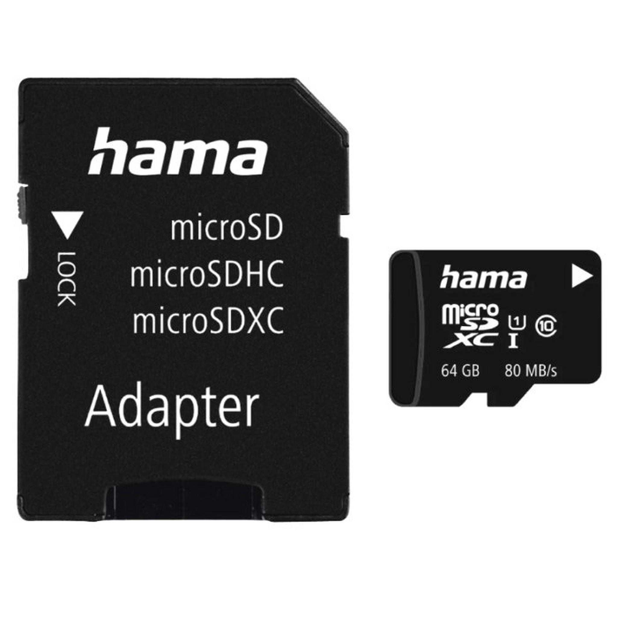 بطاقة ذاكرة هاما مايكروSDXC فئة 10 بتقنية UHS-I  ، سعة 64 جيجابايت