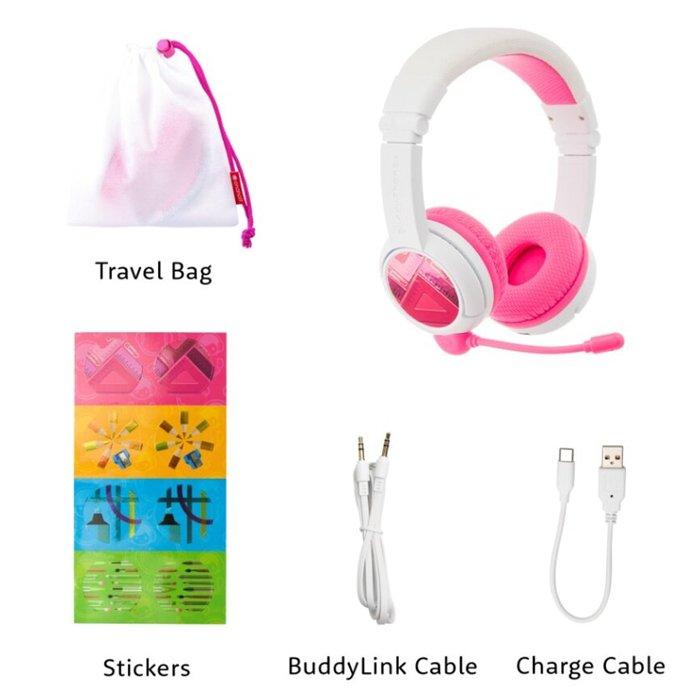 BuddyPhones School+ Wireless Kids Headphones – Pink