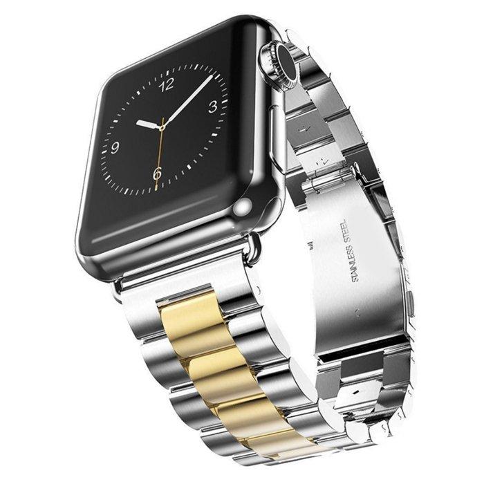 Buy Eq stainless steel band for apple watch 42/44/45/49 mm – silver/gold in Kuwait