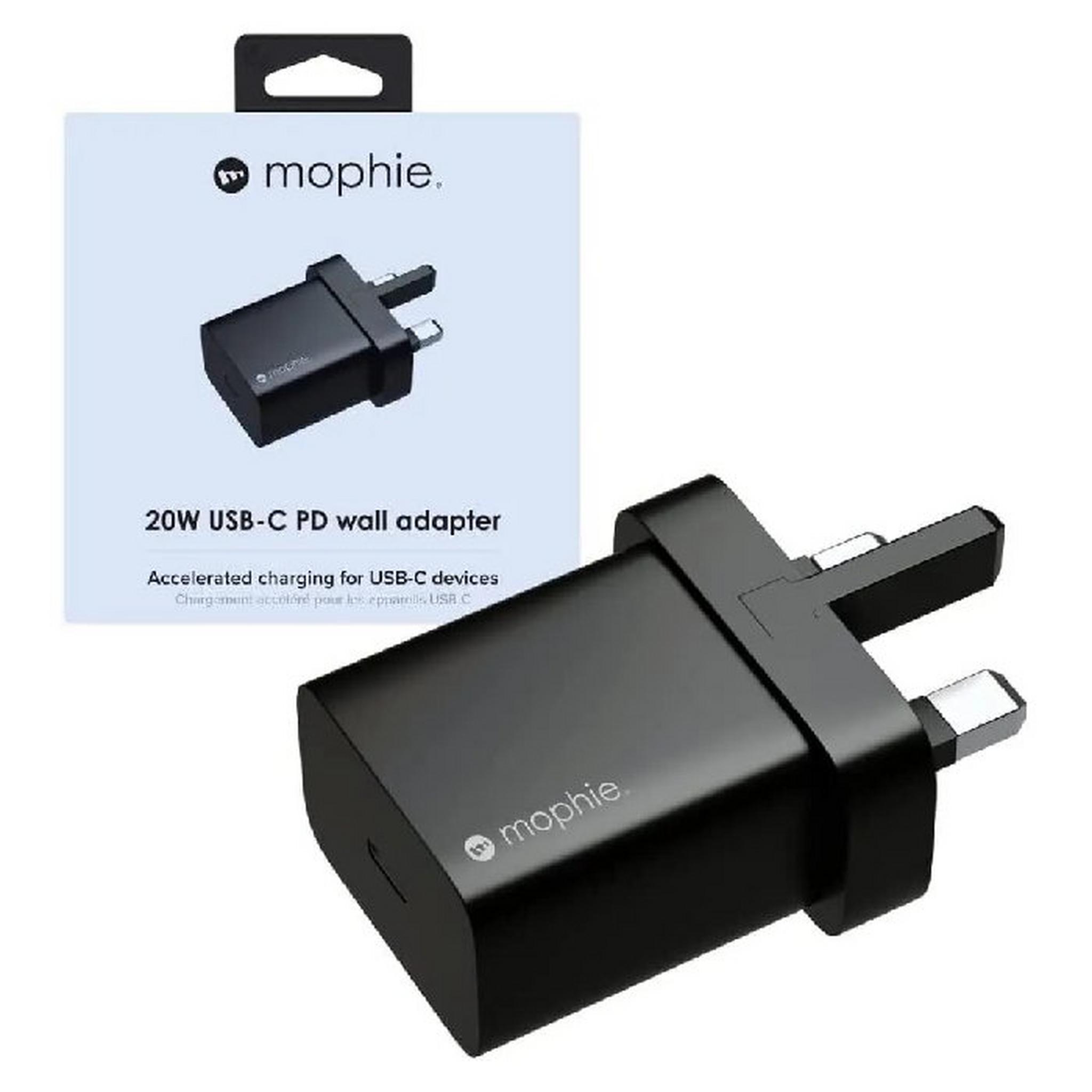 Mophie Fast Charging Mains Adapter with USB-C PD, 20W, 409907456 – Black