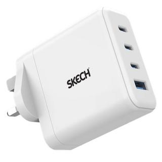 Buy Skech 100w pd gan uk power charger dual type c ports, skel-pdg100-ukw – white in Kuwait