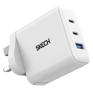 Buy Skech 65 pd gan uk power charger dual type c ports & 1 usb, skel-pdg65-ukw – white in Kuwait