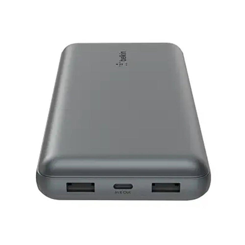 Belkin BoostCharge 20K Power Bank with Two 12W USB-A Ports and one 15W USB-C Port, BPB012BTGY - Space Grey