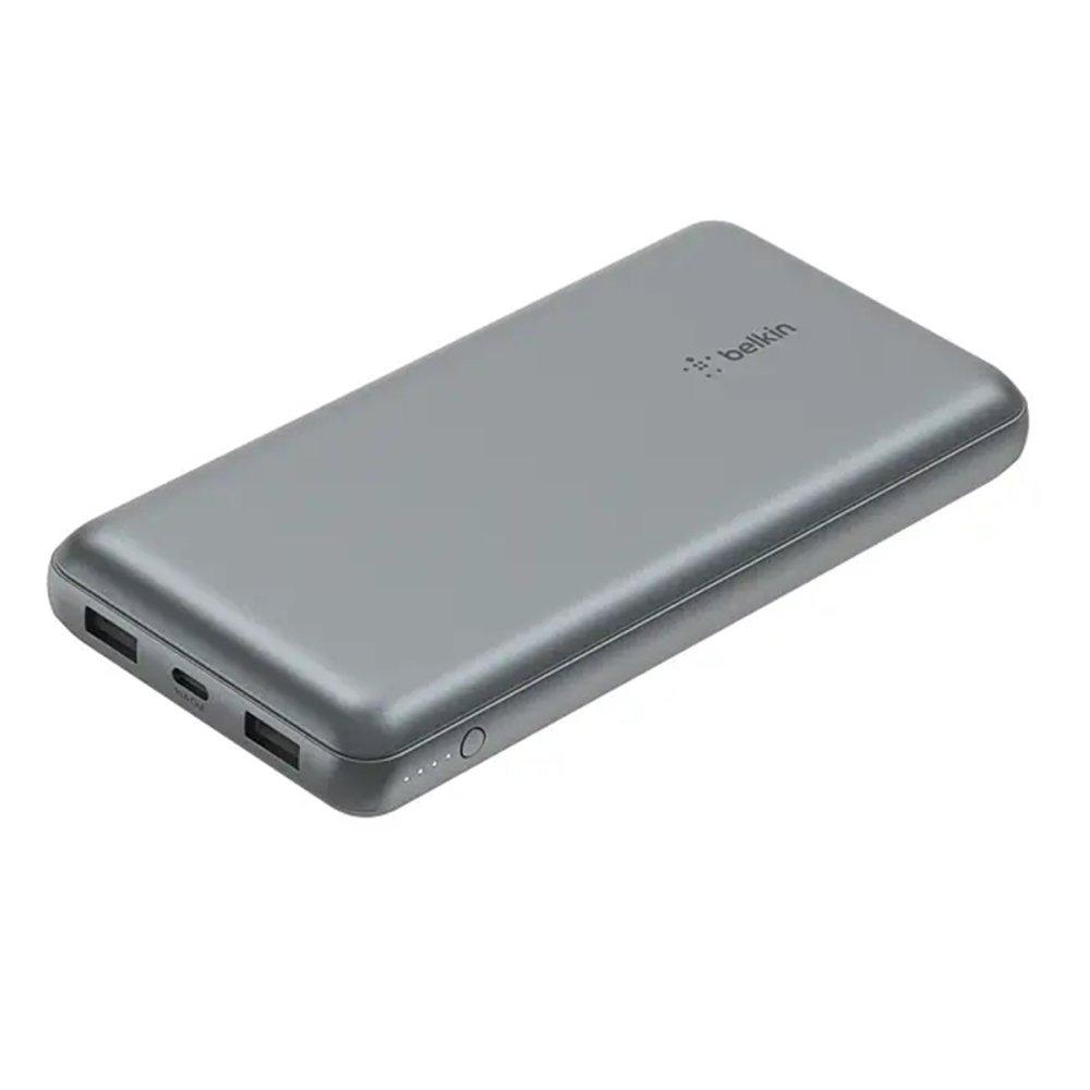 Belkin BoostCharge 20K Power Bank with Two 12W USB-A Ports and one 15W USB-C Port, BPB012BTGY - Space Grey