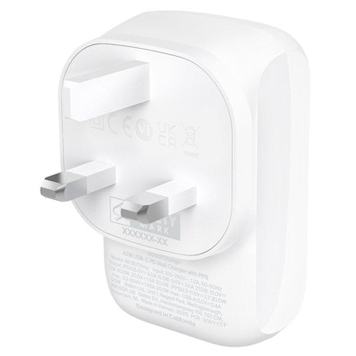 Belkin BoostCharge 42W Dual Wall Charger, WCB009MYWH – White