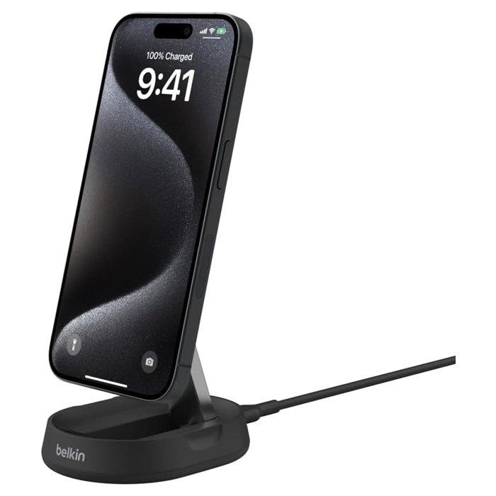 Belkin BoostCharge Pro Magnetic Wireless Charging Stand, 15W, WIA008MYBK – Black 