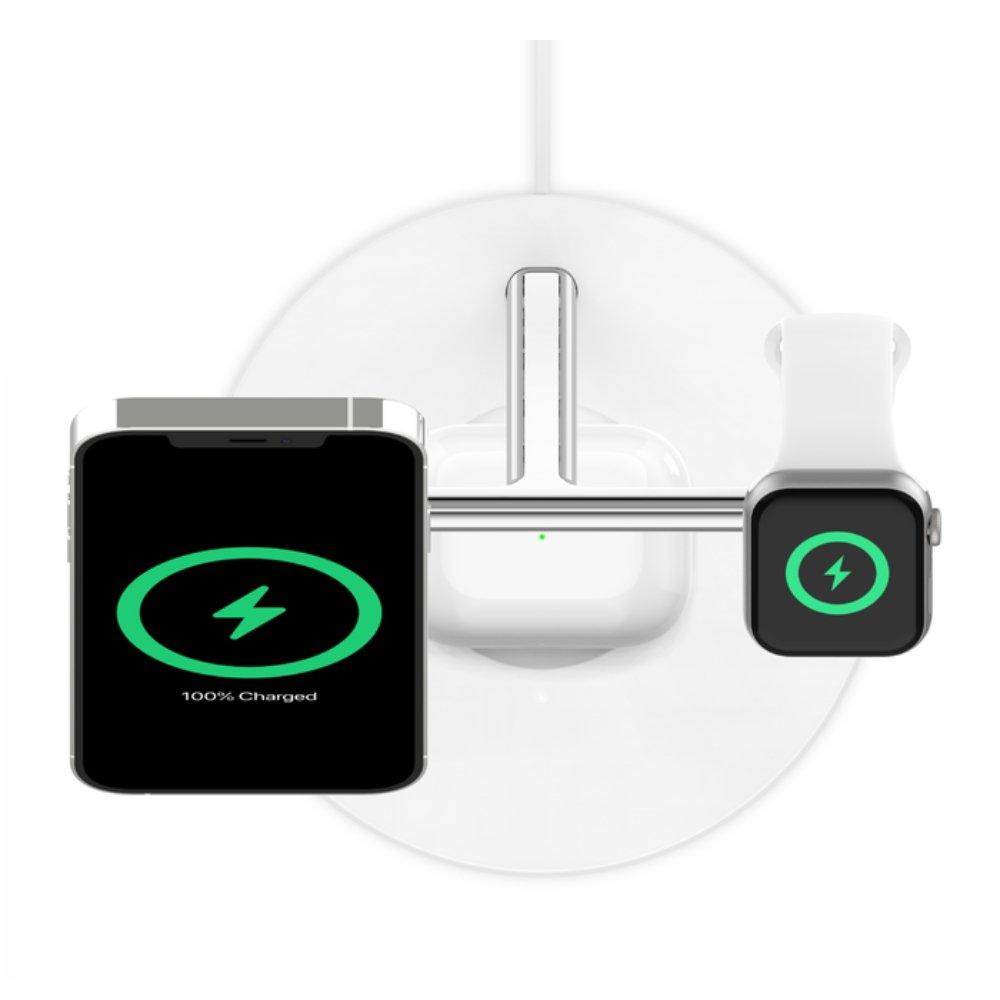 Belkin MagSafe 15W 3-in-1 Wireless Charger, WIZ009MYWH-V2 - White