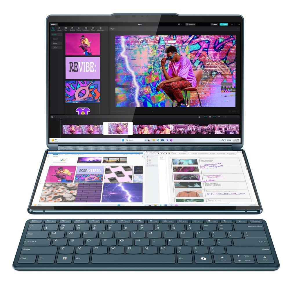 Lenovo Yoga Book 9 Convertible Laptop, Intel Core Ultra 7, 16GB RAM, 1TB SSD, Intel Graphics, 13.3-inch, Windows 11 Home, 83FF000KAX - Teal