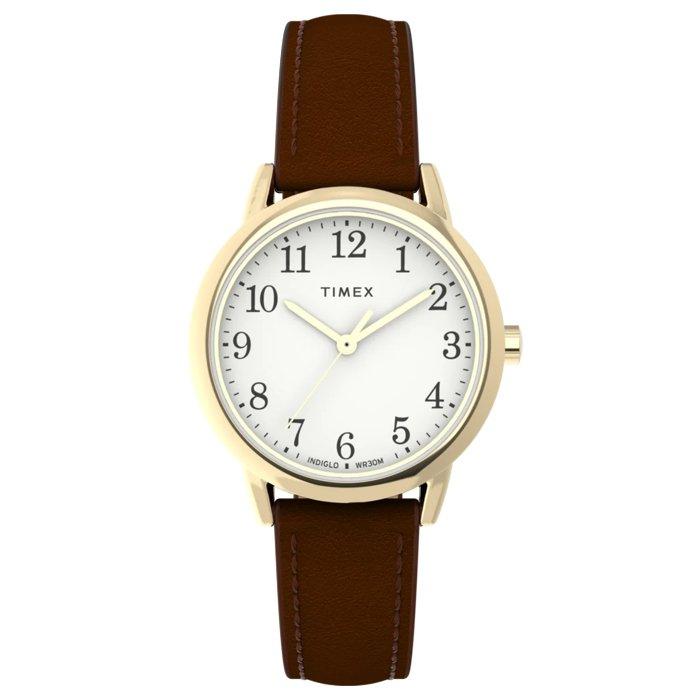 Buy Timex easy reader women's watch, 30mm, leather band, tw2w32600ce - brown in Kuwait