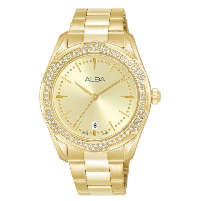 Buy Alba signa watch for women, analog, 36mm, stainless steel strap, ag8n28x1 - gold in Kuwait