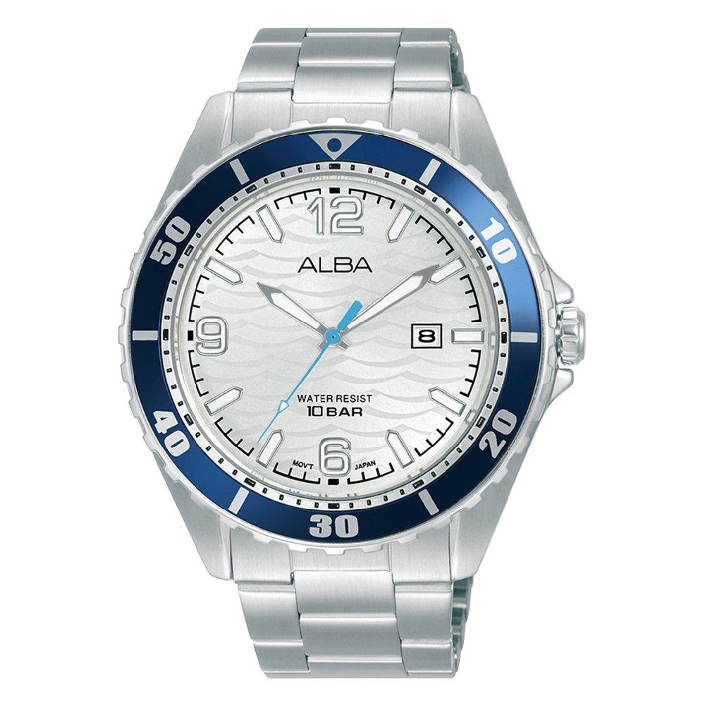 Buy Alba 44mm active watch for men’s, analog, stainless steel strap, ag8n53x1- silver in Kuwait