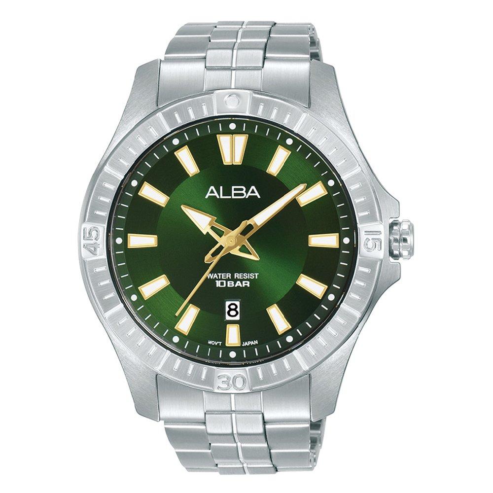 Buy Alba 45mm active watch for men’s, analog, stainless steel strap, as9t23x1- silver in Kuwait