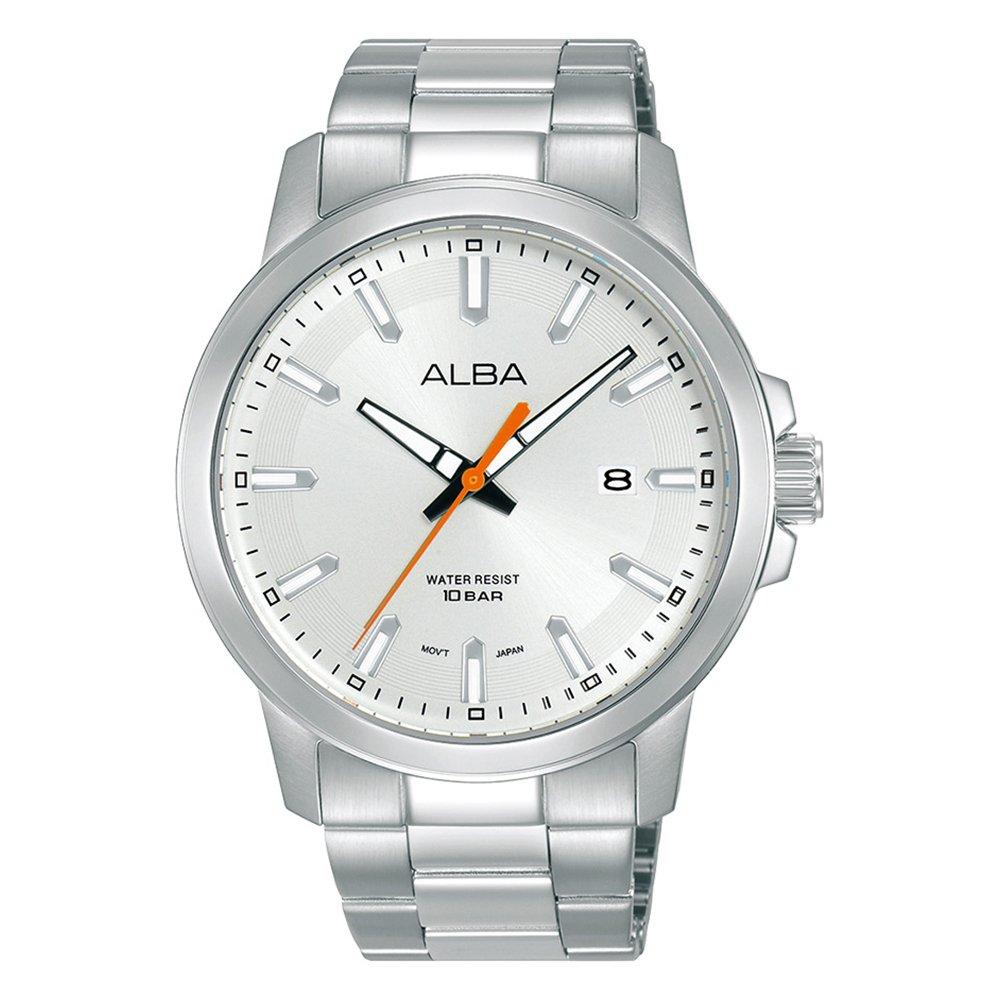 Buy Alba 42mm active watch for men's, analog, stainless steel strap, as9t45x1- silver in Kuwait